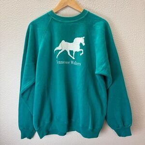 Vintage Hanes Activewear Teal Tennessee Walkers Horse Sweatshirt XL